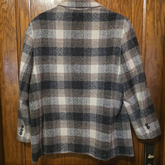 PRIVATE CONCEPTS WOMAN Plaid Neutral Blazer with Button Closure Wool Blend XL - Picture 14 of 17